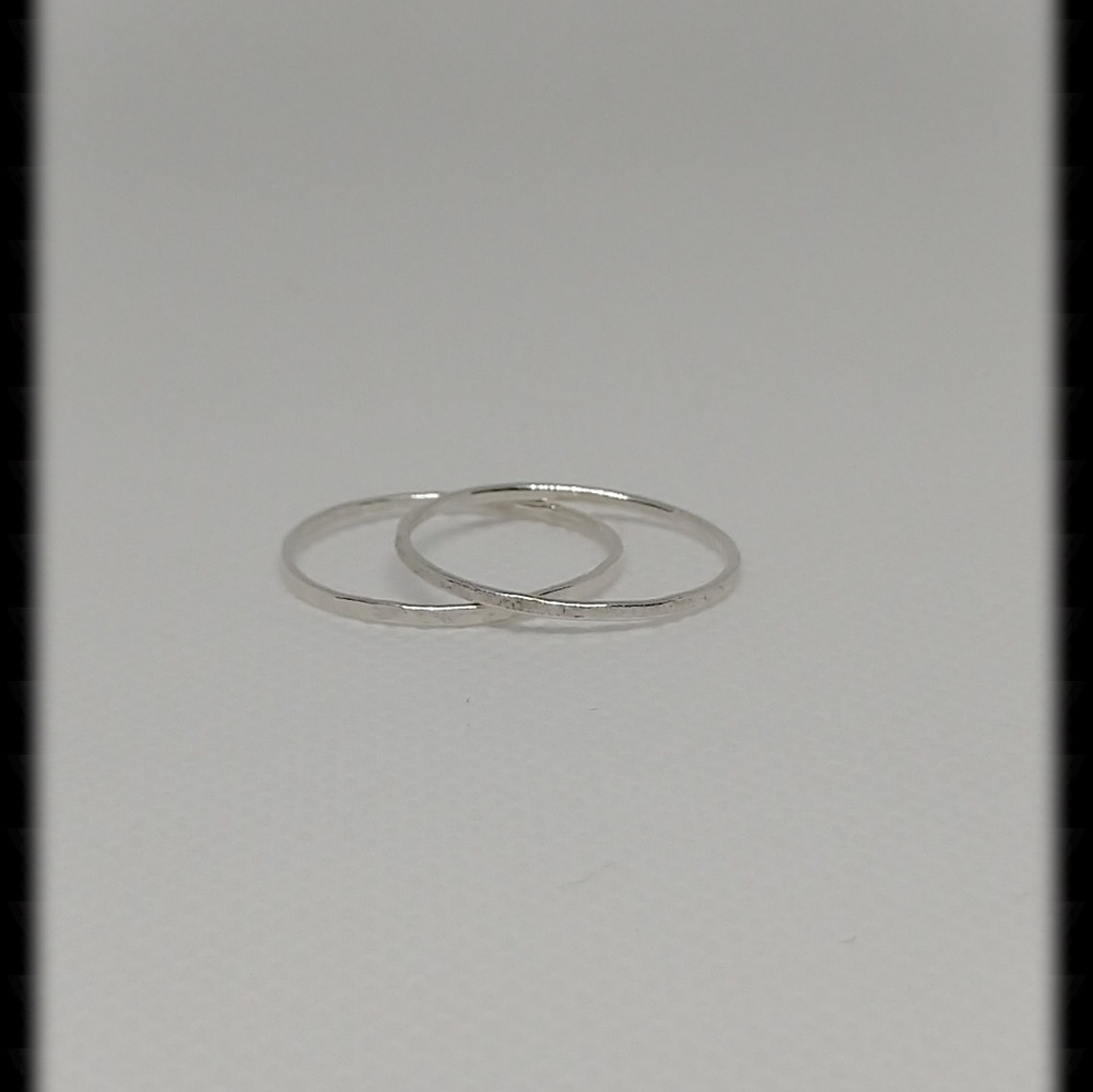 Hammered Sterling Silver Stacking Rings - Picture 3 of 4